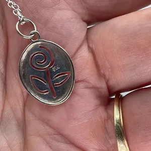 Sterling silver laser cut rose pendant necklace. thumbnail 5