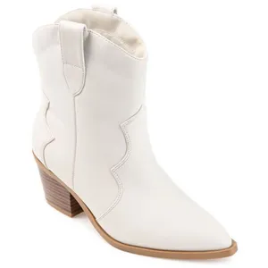 Journee Collection Western Booties Size‎ 9 White Pointed Toe Block Heel thumbnail 1