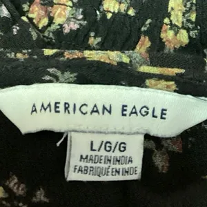 American Eagle Black Multicolor Floral Smocked Sleeveless V-neck Bodycon Dress L thumbnail 4