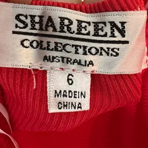 Shareen Collections Australia Red Ribbed Ruched Open Back Midi Dress Size US 2 thumbnail 3