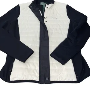 L-RL‎ Ralph Lauren Active Womens Quilted Front Zip Up Jacket Black Cream Medium thumbnail 1