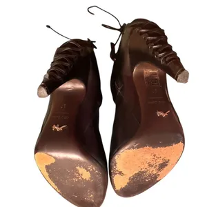 Alexandra Neel 326 Black Leather Heeled Ankle Boots EU 37 Made Italy Chic w FLAW thumbnail 8