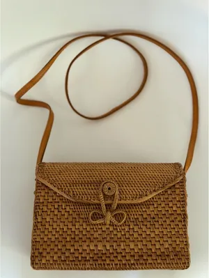 Street Level woven straw crossbody bag thumbnail 6