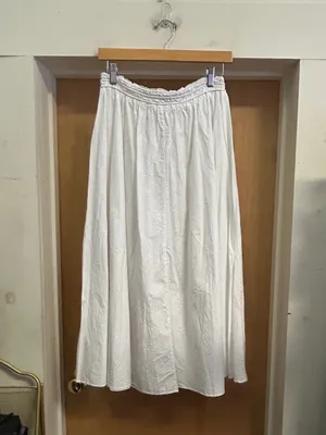 Madewell Cotton White Pull On Paper Bag Elastic Waste Midi Skirt - size XS thumbnail 4