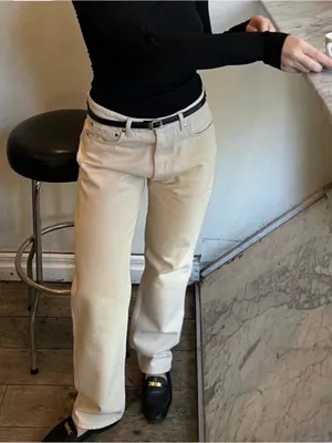 Djerf Avenue Relaxed Jeans 100% Organic cotton button fly cream Size 25 NWOT thumbnail 3