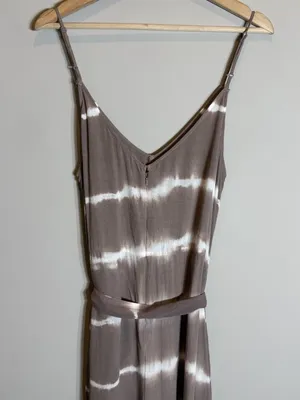 American Eagle Tie Dye Wide Leg Jumpsuit Women's Large Brown Flowy Boho Festival thumbnail 11