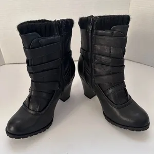 Call It Spring Boots Womens Ankle Booties Black Leather Block Heels thumbnail 1