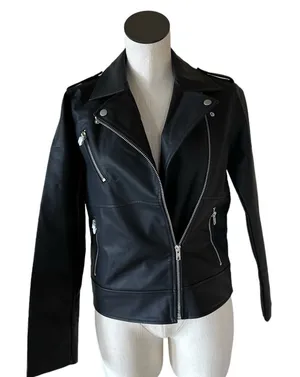 NWOT Steve Madden Jacket Faux Vegan Leather Moto Biker Black XS thumbnail 1