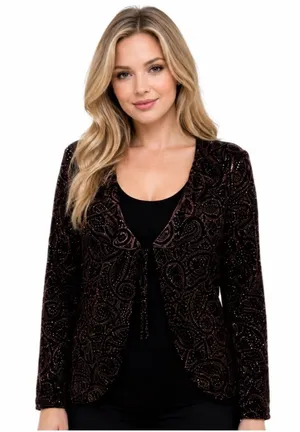 Notations Black Velvet With Red Paisley Top Whimsygoth Dark Romantic Witchy thumbnail 1