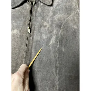Brown Suede Leather Zip‎ Jacket Collared 90s Minimalist Relativity Women M thumbnail 10