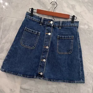 ASOS Monki denim button through mini skirt in mid-blue wash 38 /6 thumbnail 5