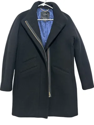 J.Crew Italian Stadium Cloth Nello Gori Wool Blend Zip Coat - Size 4 - Black thumbnail 2