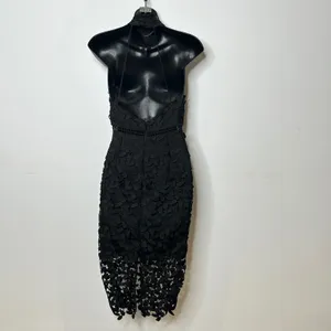 Bardot Lace Midi Dress Womens 4 XS‎ Black High Neck Floral Cocktail thumbnail 7