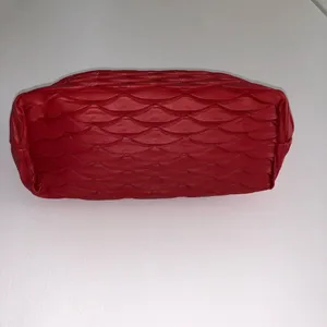Red Scallop Textured Zippered Cosmetic Makeup Organizer Bag RevitaLash thumbnail 4