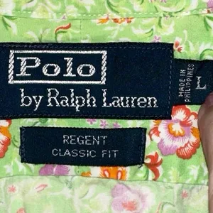 Vintage Polo Ralph Lauren Floral Button Down Shirt Classic Fit Large‎ Green thumbnail 4