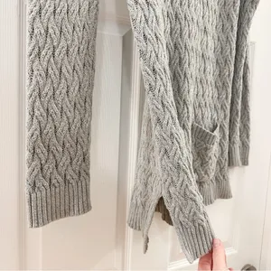 Jeanne Pierre Cable Knit Fisherman Tunic Sweater Gray thumbnail 5