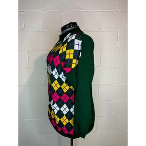sweater Argyle green pink purple yellow white thumbnail 4