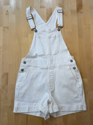 Hollister Co. White Denim Shortalls Overalls thumbnail 1