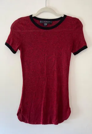 Polly & Esther Red Short Sleeve Shirt With Black Trim thumbnail 1
