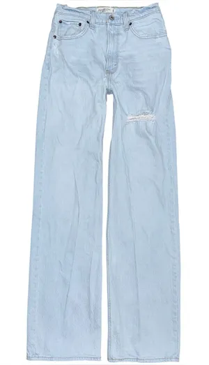Abercrombie Fitch Jeans 90s Relaxed High Rise Light Wash Denim Distressed 2 LONG thumbnail 1