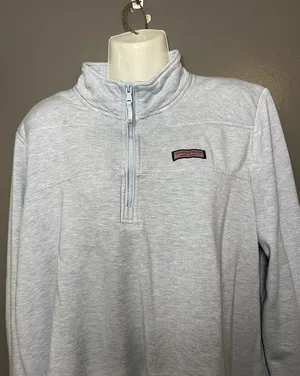 Vineyard Vines Shep Shirt Sweatshirt Womens XL Gray 1/4 Zip Fleece Pullover thumbnail 1
