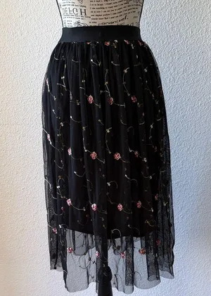 Miami Black Floral Midi Skirt thumbnail 1