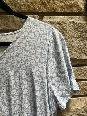 J.Crew V-neck Ruffle Tiered Mini Dress Blue Floral Sundress Babydoll XL thumbnail 5