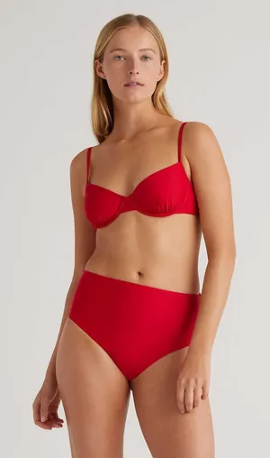 Quince Italian Demi Bikini Top Cherry Red NEW Womens Medium‎ thumbnail 1