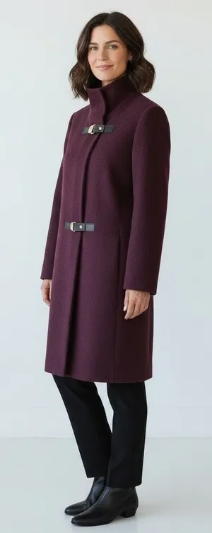 Lauren Ralph Lauren Wool Peacoat Trench Coat Purple Burgundy Size 12 Old Money thumbnail 1