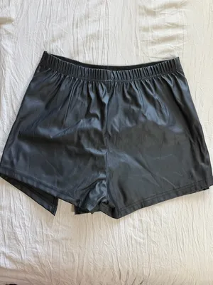 SheIn Black Faux Leather Mini Skirt with Elastic‎ Waist thumbnail 6