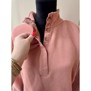 American Eagle Women's Pink Mock Neck Button Sweater Long Sleeve M thumbnail 3