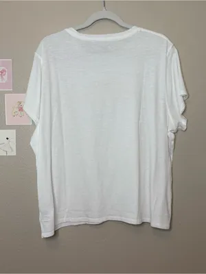 Aerie soft cotton white tee flowy plus size Xxl 2X casual beach graphic yellow thumbnail 6