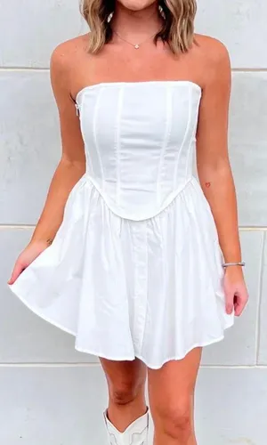 Strapless White Dress Size L thumbnail 1