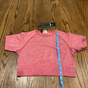Bo+Tee Womens Batch A Melange Red Seamless Short Sleeve Crop Top Size Small NEW thumbnail 6