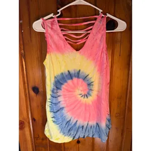 Jamaica Paradise Tank Top Tie Dye Sleeveless Palm‎ Tree Graphic Women's size M thumbnail 2