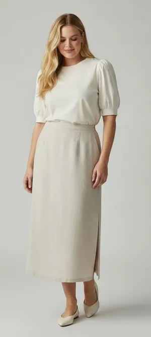 OLD NAVY Linen Blend Midi Skirt thumbnail 1