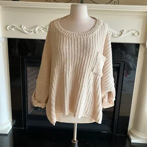 Chunky Knit Sweater Roomy Comfy Crochet Womens One Size thumbnail 4