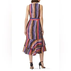 Great Jones Sleeveless Stripe Wrap Dress in Vibrant Orchid Size Small RTR thumbnail 2
