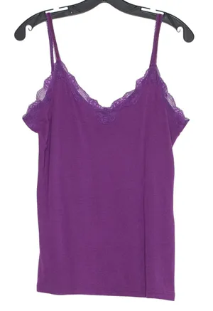 Old Navy Tank Y2K Lace Cottage Romantic Goth Dark‎ Academia Fairy Purple Large thumbnail 1