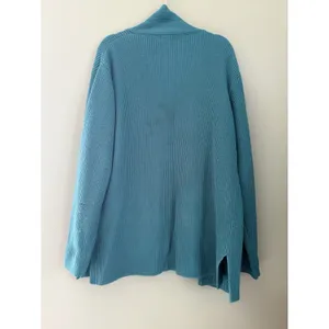 Liz Baker Vintage Teal Solid Rib-Knit Collared Button Front Pocket Cardigan XL thumbnail 5