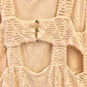 Free People Poppy Lace Pocket Mini Dress Cutout Back Cream Medium thumbnail 6