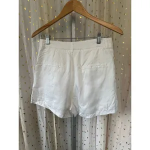 12th Tribe White Silky High Waisted Front Pleated A Line Trouser Shorts L thumbnail 2