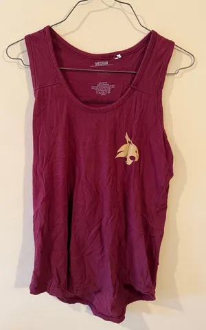 Maroon Women's Tank Top with Small Gold Logo Red Size M thumbnail 1