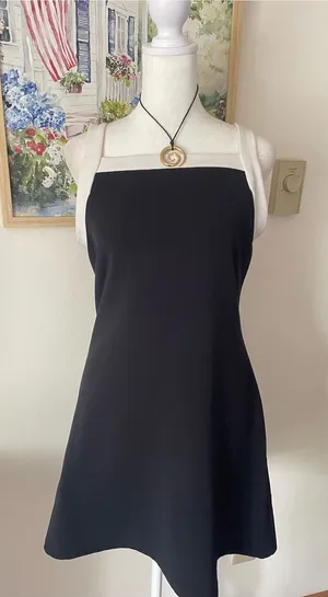 Maurices Vintage 90s Mod Mini Dress Black White Square Neck Size Medium thumbnail 1