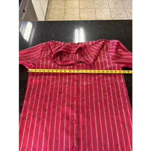 Vintage 90s Victoria Secret Nightshirt Nightgown Button Up Satin Red Gold Sz M thumbnail 7