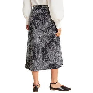 Anthropologie Bias Satin Midi Skirt 8 Black Floral Romantic Fairy Whimsygoth NEW thumbnail 5