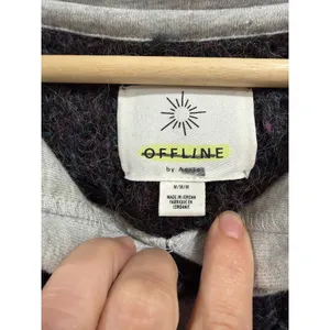 OFFLINE by Aerie Womens Confetti Knit Hoodie Sweater Gray Multi Color Medium thumbnail 5