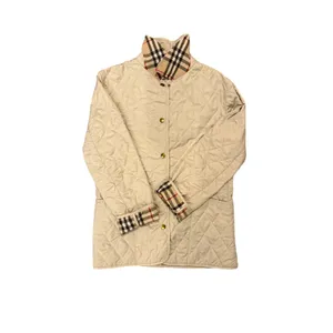 Burberry Classic Diamond Quilted Riding Jacket Tan Plaid Lining Preppy Small thumbnail 11