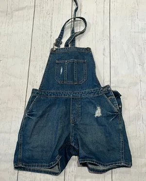 Topshop moto blue denim short overalls thumbnail 1