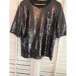 Zara‎ Black/Gray Sequin Top Size Medium thumbnail 3